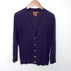 Women’s cotton Tory Burch cardigan - size Extra-Small - purple